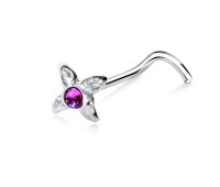 Leaf Petals Shaped Silver Curved Nose Stud NSKB-72